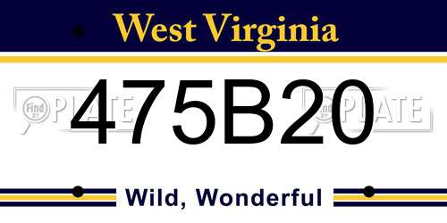 475B20 West Virginia License Plate