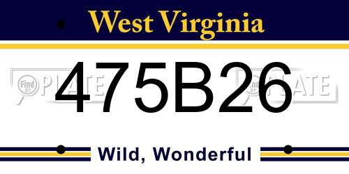 475B26 West Virginia License Plate