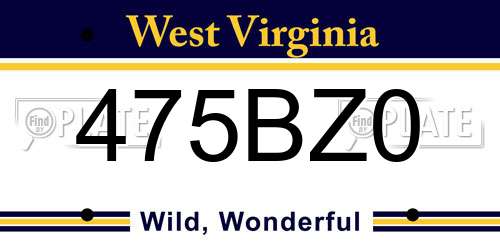 475BZ0 West Virginia License Plate