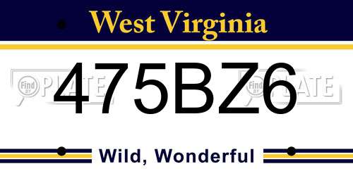 475BZ6 West Virginia License Plate