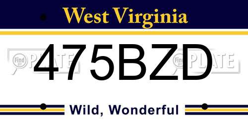 475BZD West Virginia License Plate