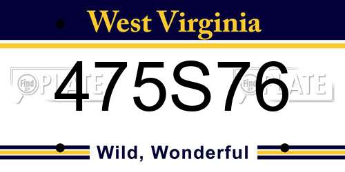 475S76 West Virginia License Plate