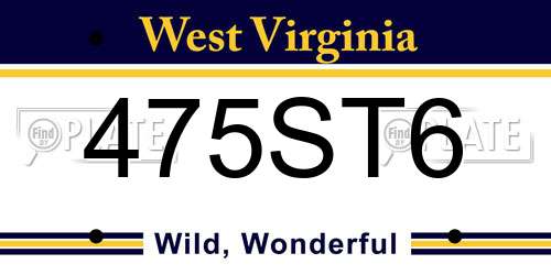 475ST6 West Virginia License Plate