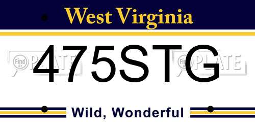 475STG West Virginia License Plate