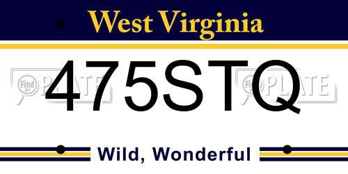 475STQ West Virginia License Plate