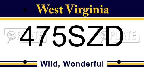475SZD West Virginia License Plate