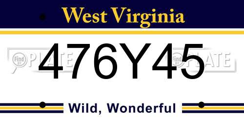 476Y45 West Virginia License Plate