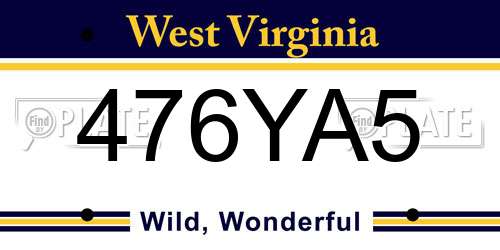 476YA5 West Virginia License Plate