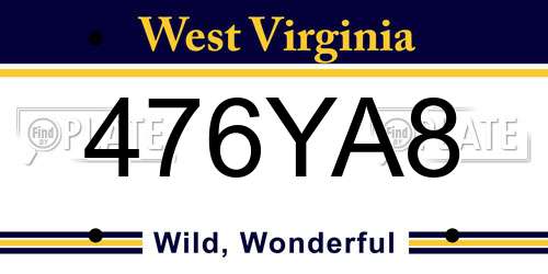 476YA8 West Virginia License Plate