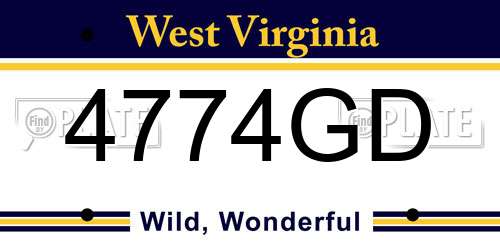 4774GD West Virginia License Plate