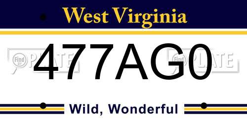 477AG0 West Virginia License Plate