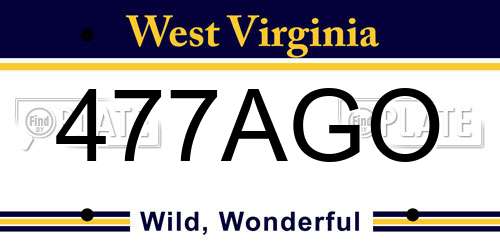 477AGO West Virginia License Plate