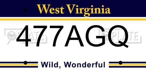477AGQ West Virginia License Plate