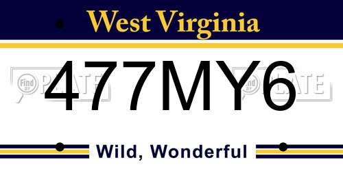 477MY6 West Virginia License Plate