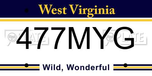 477MYG West Virginia License Plate