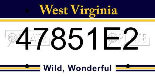 47851E2 West Virginia License Plate