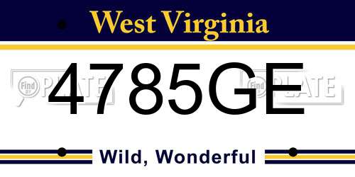 4785GE West Virginia License Plate