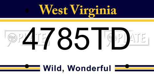 4785TD West Virginia License Plate