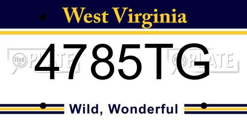 4785TG West Virginia License Plate