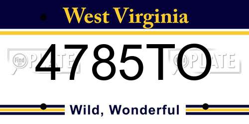 4785TO West Virginia License Plate