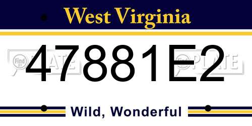 47881E2 West Virginia License Plate