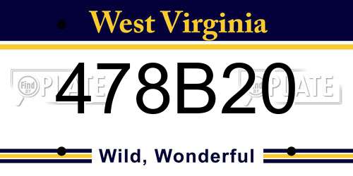 478B20 West Virginia License Plate