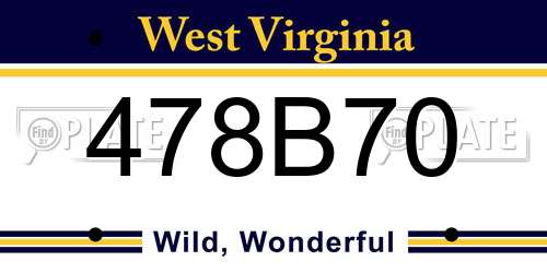 478B70 West Virginia License Plate
