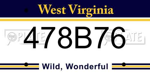 478B76 West Virginia License Plate