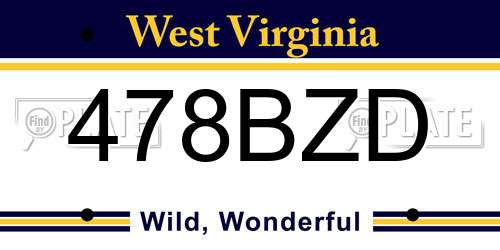 478BZD West Virginia License Plate