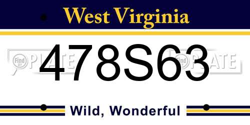478S63 West Virginia License Plate