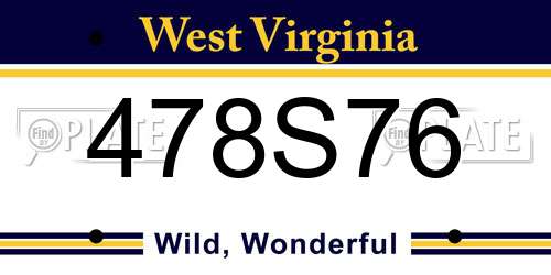 478S76 West Virginia License Plate