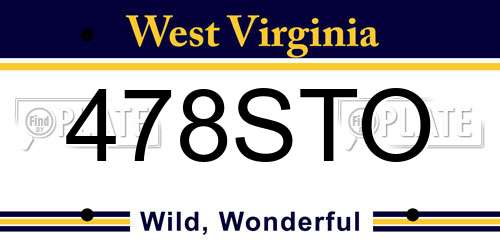 478STO West Virginia License Plate