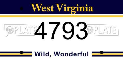 4793 West Virginia License Plate