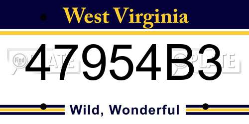 47954B3 West Virginia License Plate