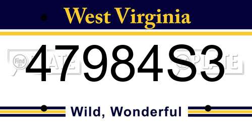 47984S3 West Virginia License Plate