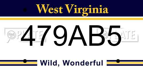 479AB5 West Virginia License Plate