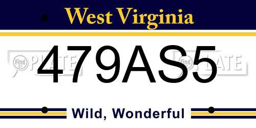 479AS5 West Virginia License Plate