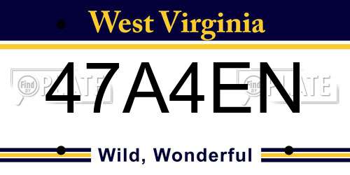 47A4EN West Virginia License Plate