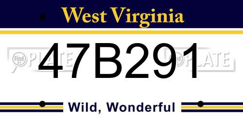 47B291 West Virginia License Plate