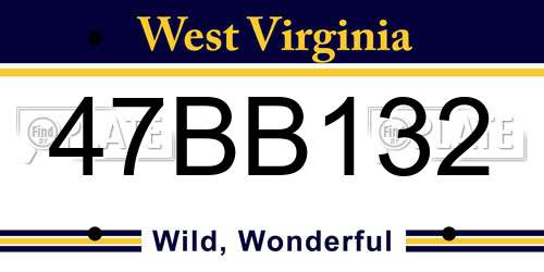 47BB132 West Virginia License Plate