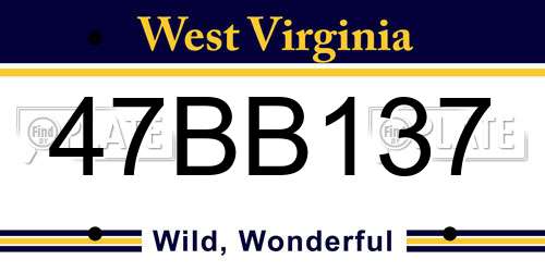 47BB137 West Virginia License Plate