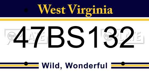 47BS132 West Virginia License Plate