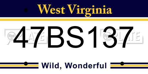 47BS137 West Virginia License Plate