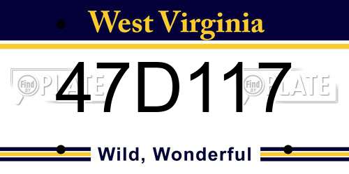47D117 West Virginia License Plate