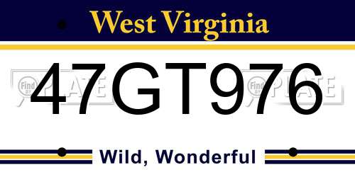 47GT976 West Virginia License Plate