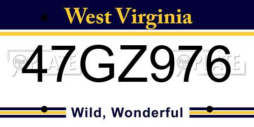 47GZ976 West Virginia License Plate