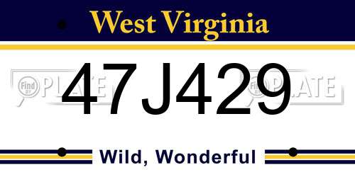 47J429 West Virginia License Plate