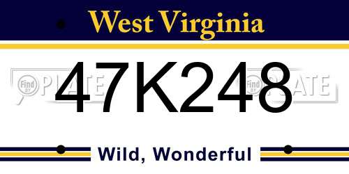 47K248 West Virginia License Plate