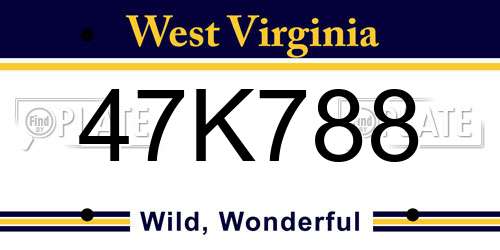 47K788 West Virginia License Plate