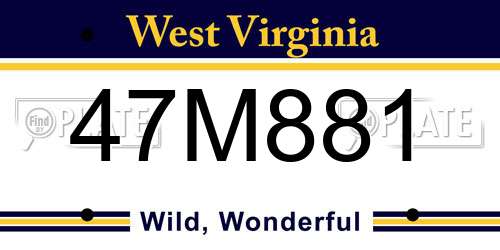 47M881 West Virginia License Plate
